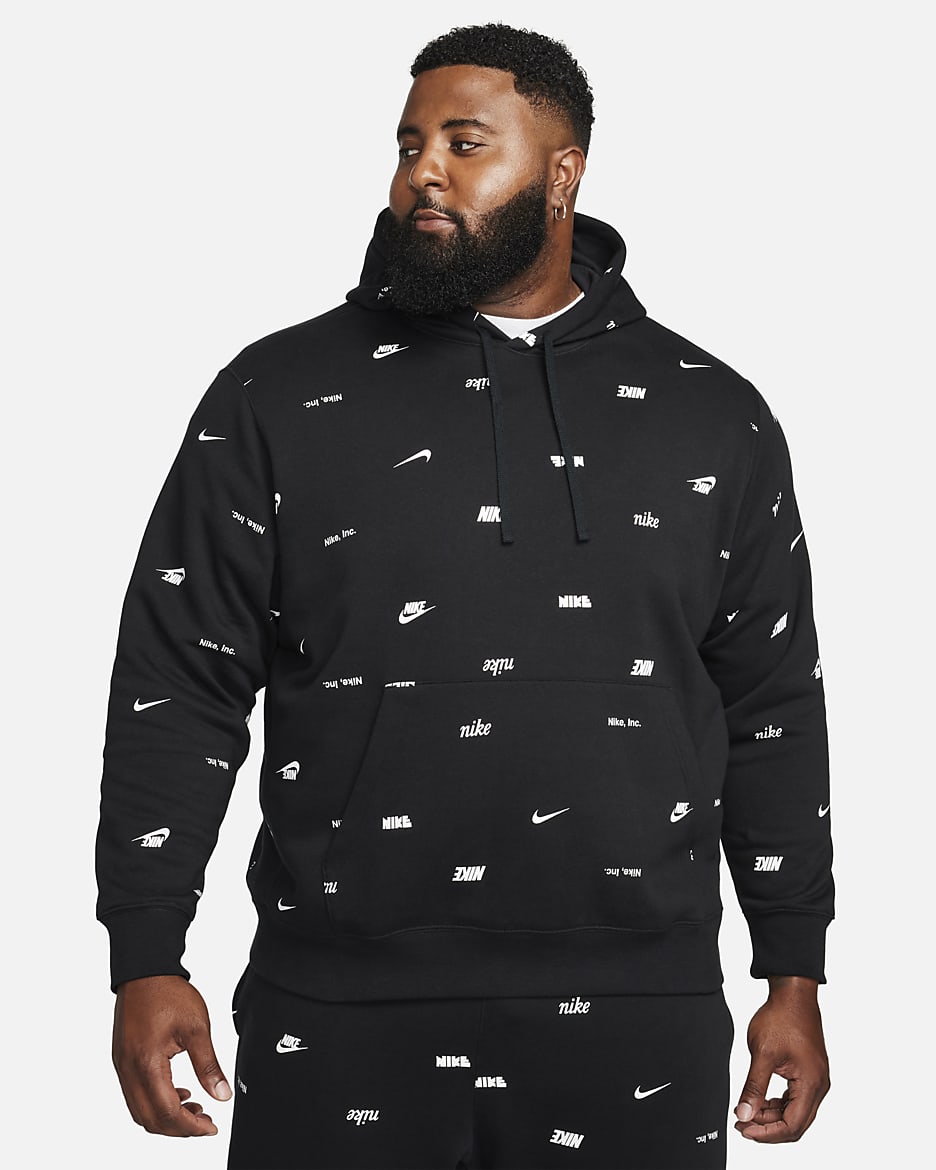 Nike Club Fleece Men s Allover Print Pullover Hoodie